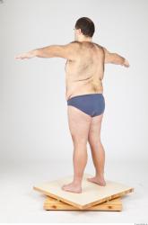 Whole Body Man White Underwear Overweight Studio photo references